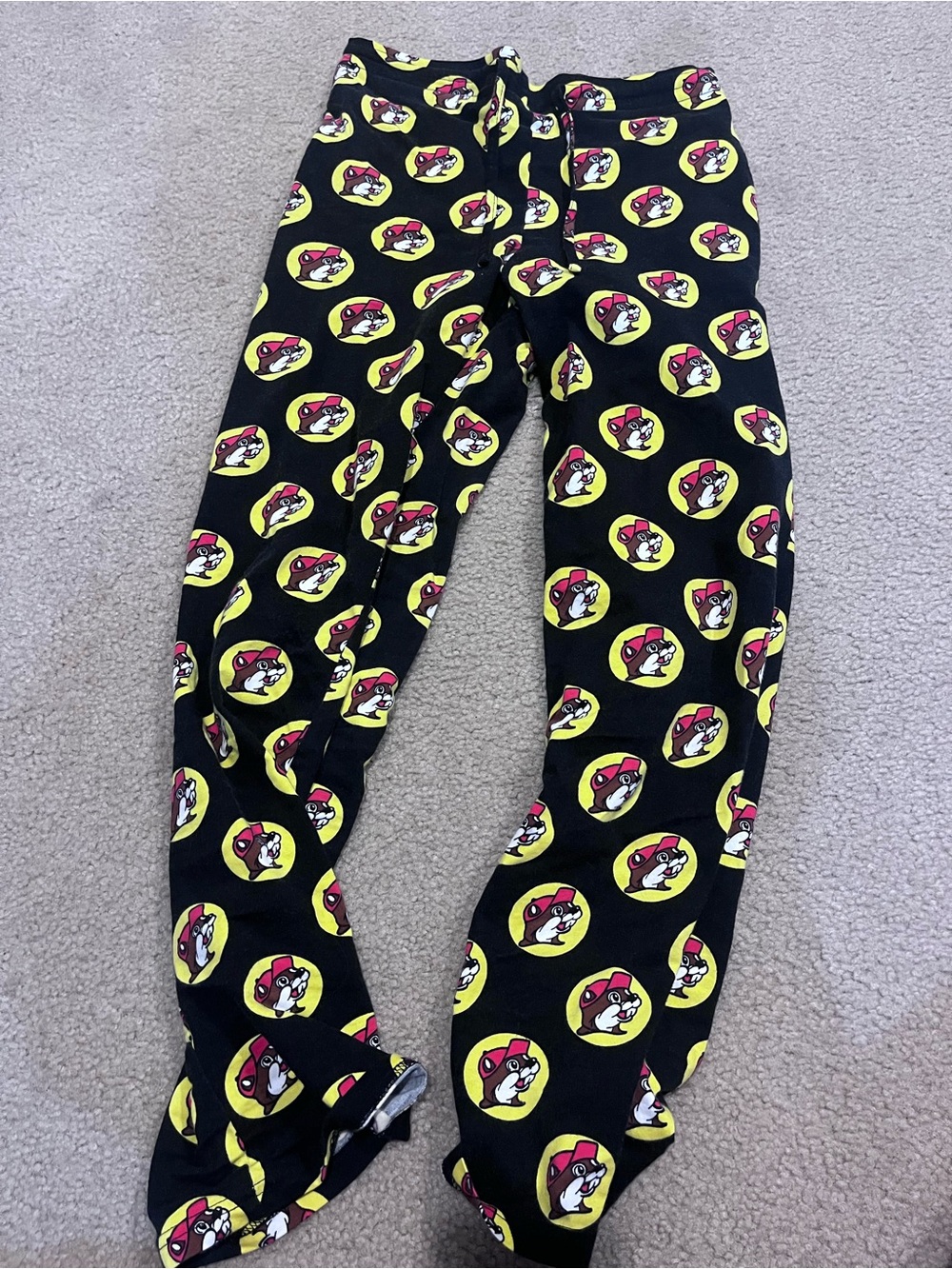 Men’s small Black Buc-ee’s Beaver Cartoon Logo Pajama pants loungewear